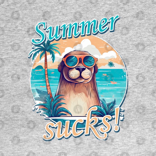 Summer sucks Otter seal sea lion with sunglasses by TeePulseMania